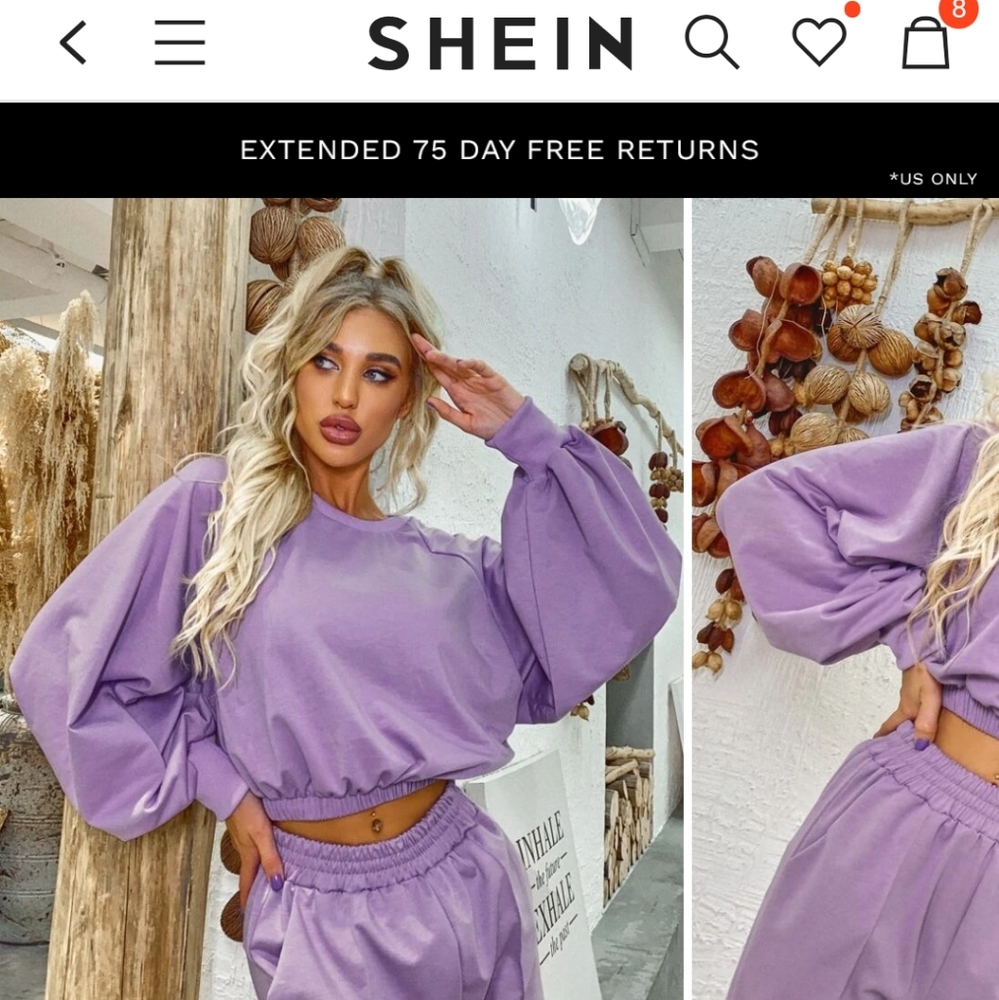 Shein lavender cropped sweatshirt